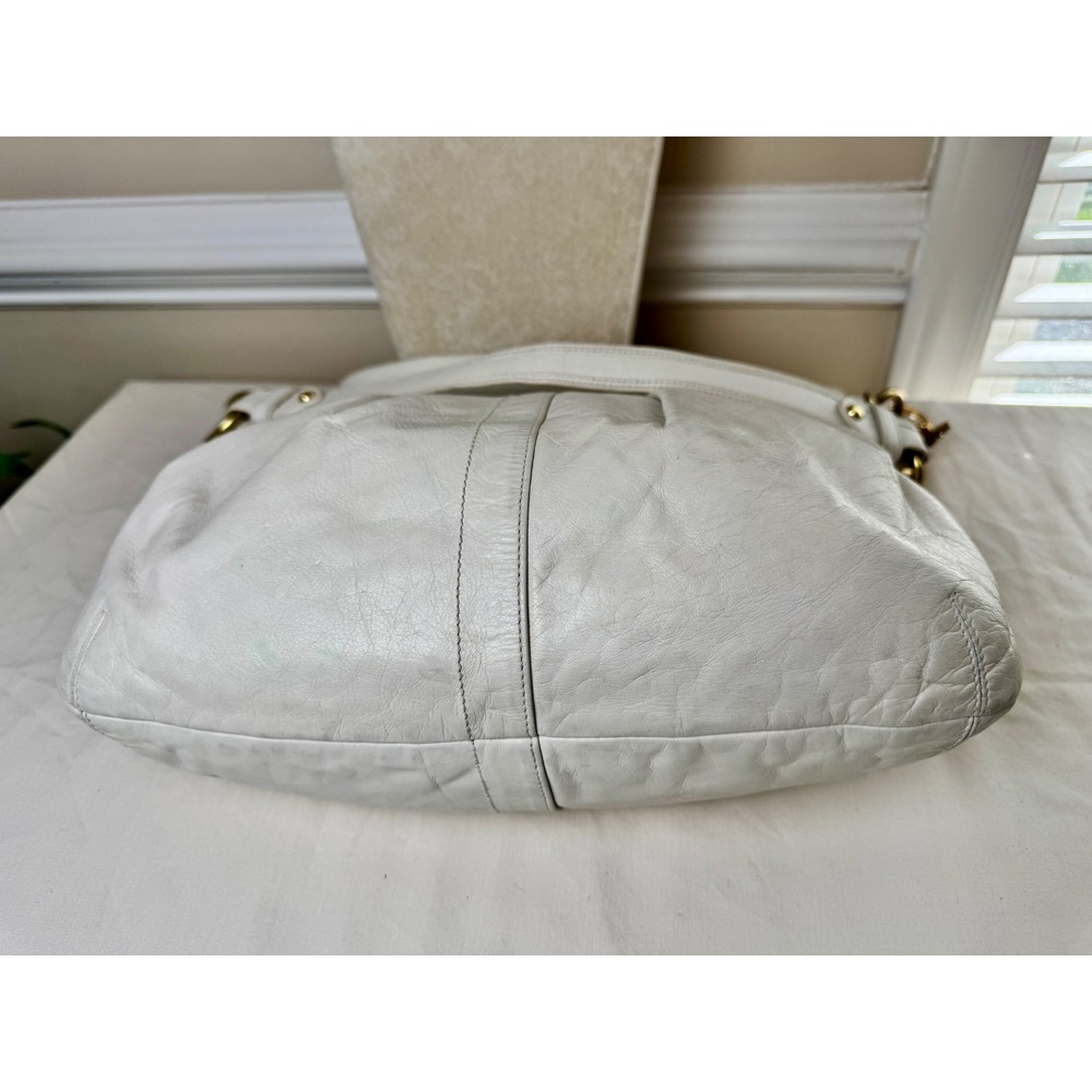 VTG COACH Y2K Shoulder Chalk White Leather Hobo Bag F10205 Equestrian Purse - Picture 5 of 9